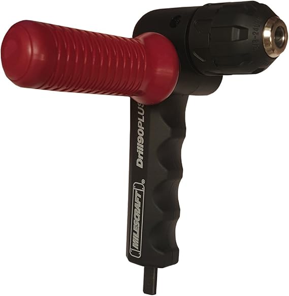 Milescraft 1304 Drill90PLUS - Right Angle Drill Attachment with 3/8 inch Chuck and 6-Sided Hex Shank - 90 Degree Drilling Adapter with Dual Handles for Tight Spaces