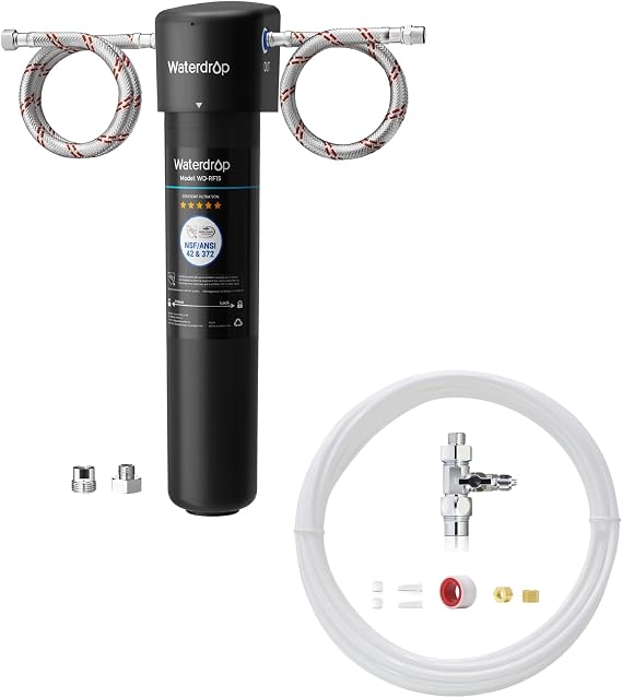 Waterdrop 15UA Under Sink Water Filter System and Waterdrop Kita Water Line Connection Kit for WD-10/15/17UA Series (Designed for DIY)