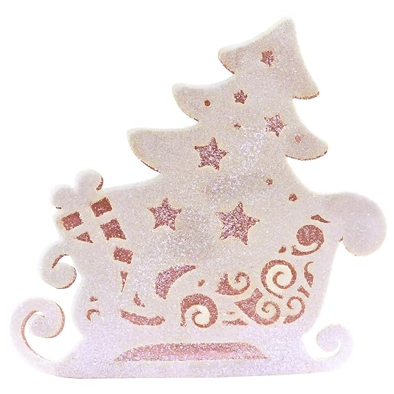 Crystal Candy Wafer-Paper Edible Christmas Sleigh, Pack of 7 Rose Gold