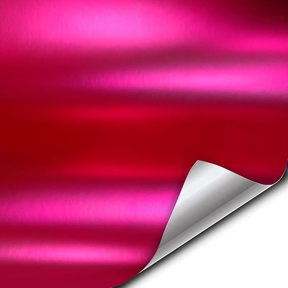 VViViD Pink Magenta Satin Chrome Metallic Finish Vinyl Wrap Film Roll Sheet DIY Easy to Use Air-Release Adhesive (1ft x 5ft)