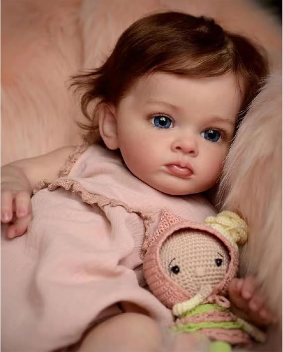 Baby Doll 24" 60cm Reborn Doll Realistic Reborn Baby Handmade Vinyl Reborn Doll Girl Reborn Baby Simulation Baby Doll Realistic Silicone Reborn Baby Doll Open Eyes Smiling Realistic Solid Silicone Reborn Baby with Bottle, Nipple Baby Doll, Reborn Doll, Girl