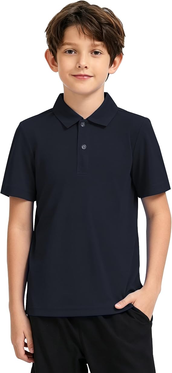 2T to Youth Boys' Performance Polo Kids Collared Golf Shirt School Uniform UPF 50+ Dry-Fit