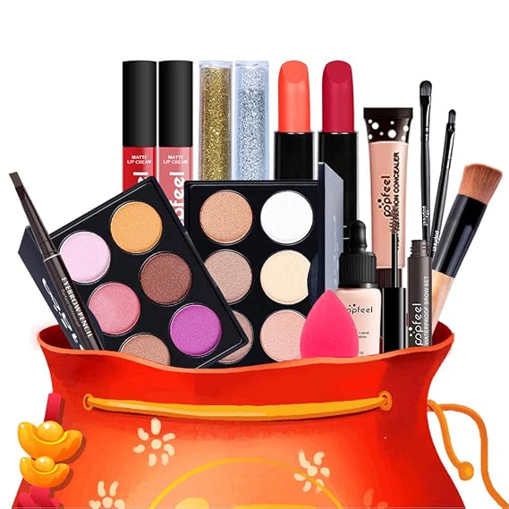 All in One Makeup Gift Kit, Multipurpose Makeup Kit for Women Full Kit, Beauty Kit Include Eye Shadow Lipstick Set Powder Puff Body Lotion Cosmetic Brush (16 Pcs), KIT009, 151110P0C8