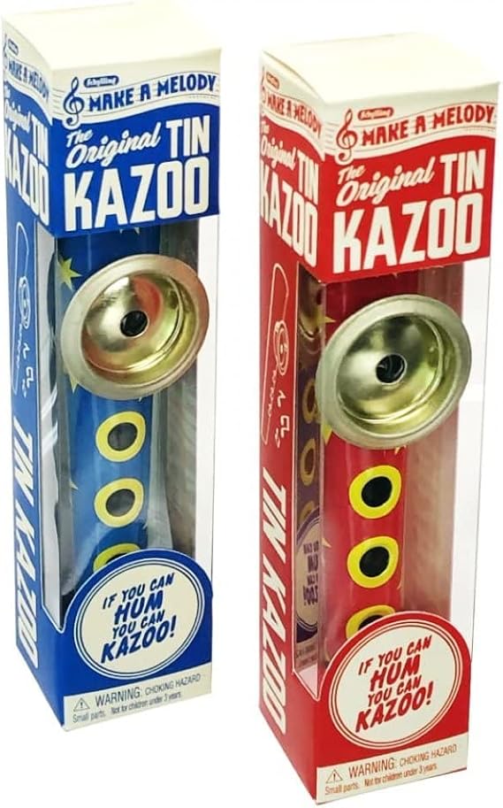 Schylling Musical Instruments Original Classic Tin Kazoo Blue/Yellow & Red/Yellow Gift Set Bundle - 2 Pack