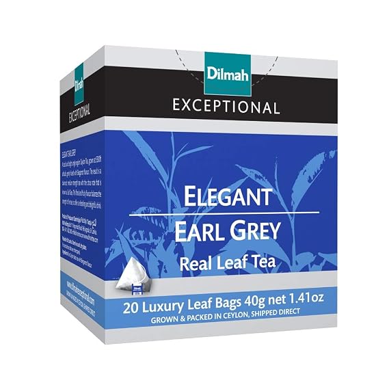 Dilmah Exceptional Elegant Earl Grey Black Tea - 20 Luxury Leaf Tea Bags
