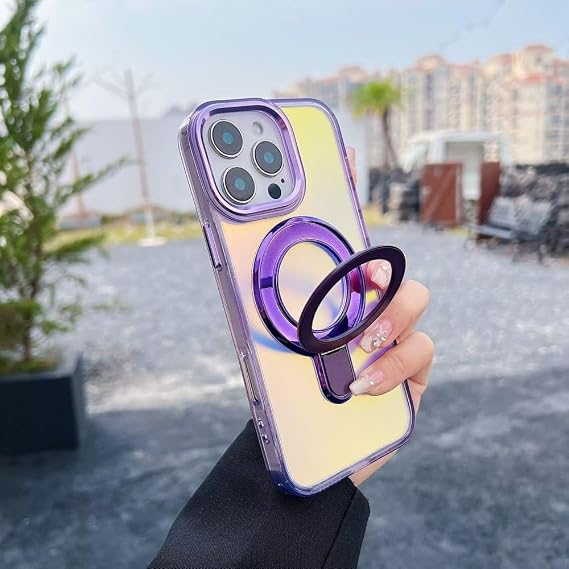 Luxury Stand Armor Phone Case for iPhone 16 E 15 14 13 12 Pro Max Plus Charging Protection Cover,Purple,for iPhone 15 ProMax