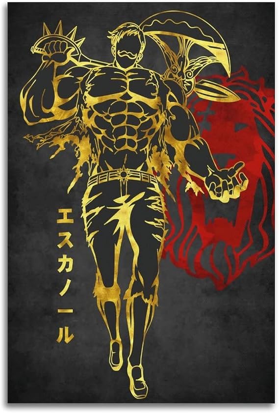 Escanor Seven Deadly Sins Anime Poster Art Decor Painting Aesthetic Wall Art Canvas for Bedroom Decor 16x24inch(40x60cm) Unframe-Escanor Seven Deadly Sins Anime