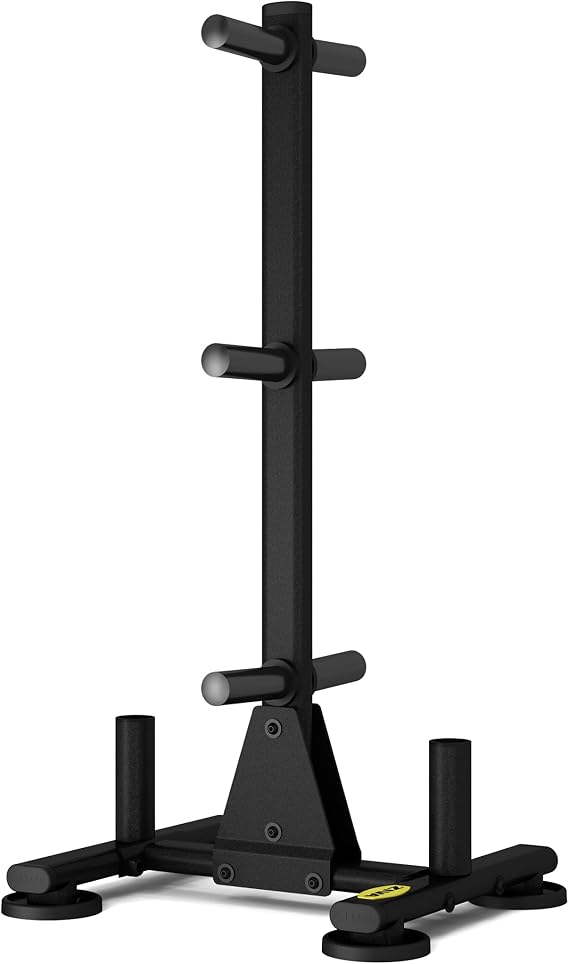 ZIVA Performance Home Disc Storage Rack - Holds Olympic Bars, Bumper Plates and Grip Discs - 2mm Thick Oval Plate Steel Tubing, Welded Frame, Black Powder Coated Finish (Dims: H: 131.5cm, W: 70cm, L: 72cm, Wt: 25kg)