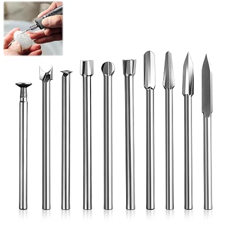 Holzfräser Set 10-tlg Drill Fräser Zubehör mit 3mm Schaft & 5mm Fräskopf Fräsbohrer für Holz Metall Gravur Kompatibel mit Bohrmaschine & Oberfräse