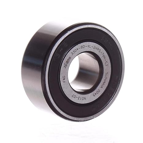 FAG Bearings 3304-BD-2HRS-TVH-C3 Angular Contact Bearing, 20 mm Bore, 52 mm OD, Double Lip Seals, 30 Degree Contact Angle, 0.88" Height, 2.08" Width, 2.08" Length, 20" ID, Polyamide