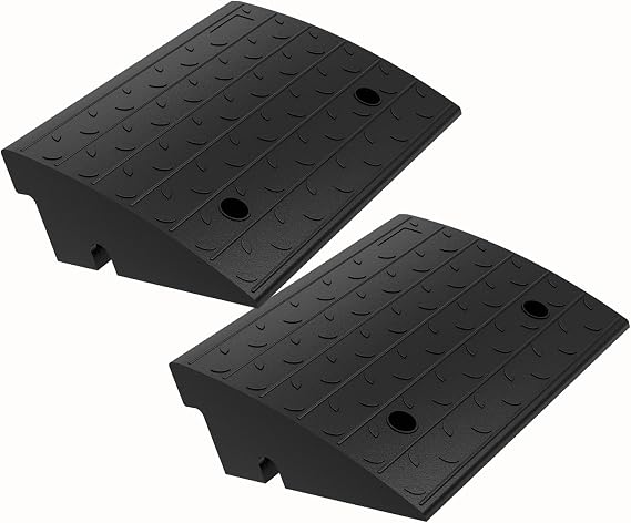 BESEA Rubber Curb Ramp 5" Rise 17" Long Driveway Threshold Ramp 2 Pack