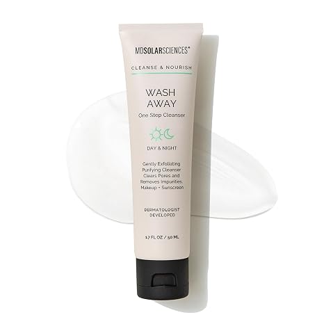 MDSolarSciences Wash Away One Step Cleanser, Gentle Foaming Oil Cleanser with Salicylic Acid, Apple & Pineapple Extracts, Hydrating, Exfoliating & Purifying Clean & Cruelty Free, 5 oz