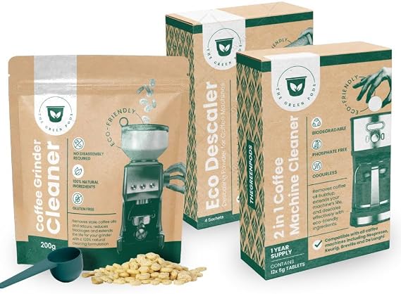 Coffee Maker Makeover Bundle - Descaler, Cleaner, and Grinder Pellets compatible with all coffee machine