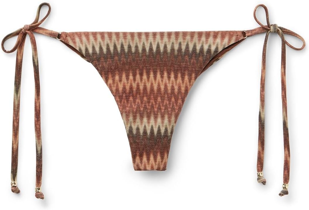 CALZEDONIA Golden Chevron Brazilian String Swimsuit Bottoms