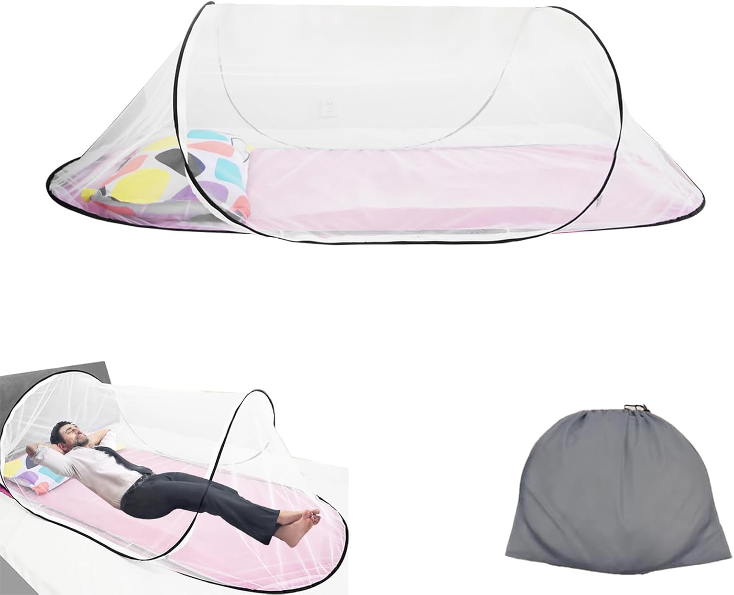 Mosquito Net Foldable Travel Tent Mosquito Net Single Bed Foldable Travel Mosquito Net Easy to Stow Easy to Installfor Family Kindergarten Travelling Camping 200 x 80 x 56 cm