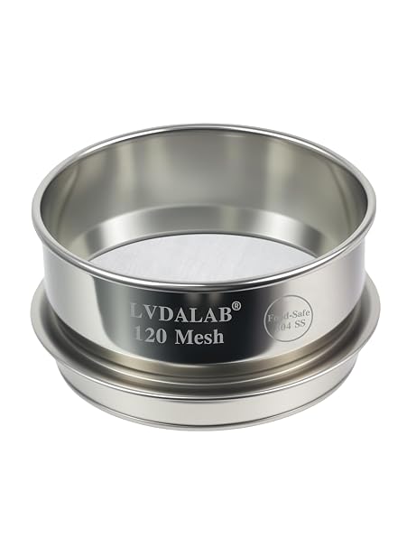 4''(10cm) Full 304 Stainless Steel Lab Sieve, 120 Mesh (0.125mm Aperture) Sample Test Sieves, Food & Dishwasher Safe Screen Mesh Sifter for Industrial Laboratory Homes