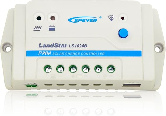 EPEVER Solar Charge Controller 10A PWM Solar Panel Charge Controller Regulator 12/24V Auto Work for Sealed, Gel, Flooded and User Type (LS1024B)