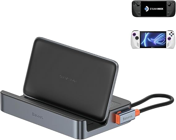 Steam Deck Dock, Baseus 6-in-1 Docking Station with Adjustable Stand Design