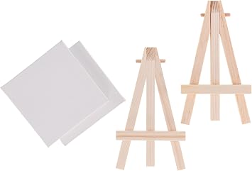 Party Pack Mini Canvases with Easel, 4 Pieces, for Beginner Artists, Ideal for Fine Art, Craft, Home Decorating, and More