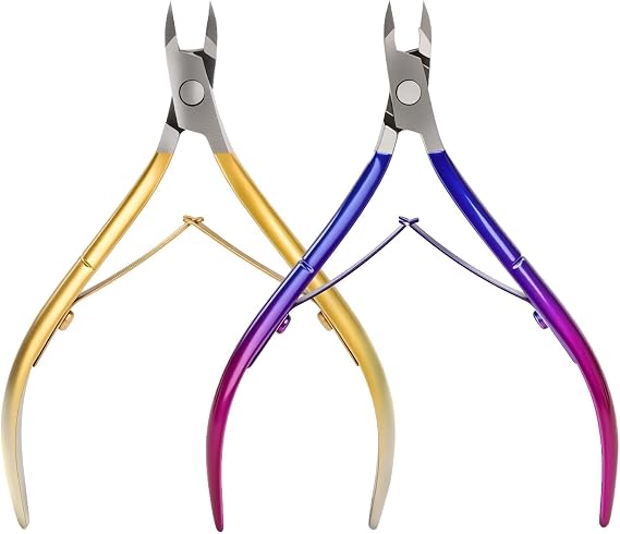 Stainless Steel Cuticle Nipper Gold+ Blue 2 Pack