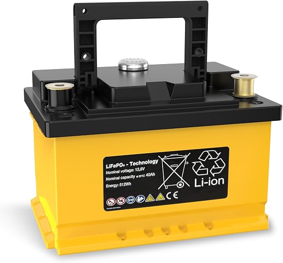 Lithium LiFePO4 Car Battery Auto Battery, 12V 40Ah, 660CCA, 100RC Deep Cycle Start and Stop Car Batteries, IP66 Waterproof, H5 H6 H7 Automotive Replacement Battery for Cars, Trucks