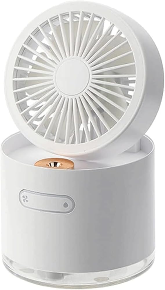 ZUMAHA Fan 3 Speed Settings Mini Fan, Portable Folding Shaking Head Desk Fan, Multifunctional Humidifier with Night Light Function Useful