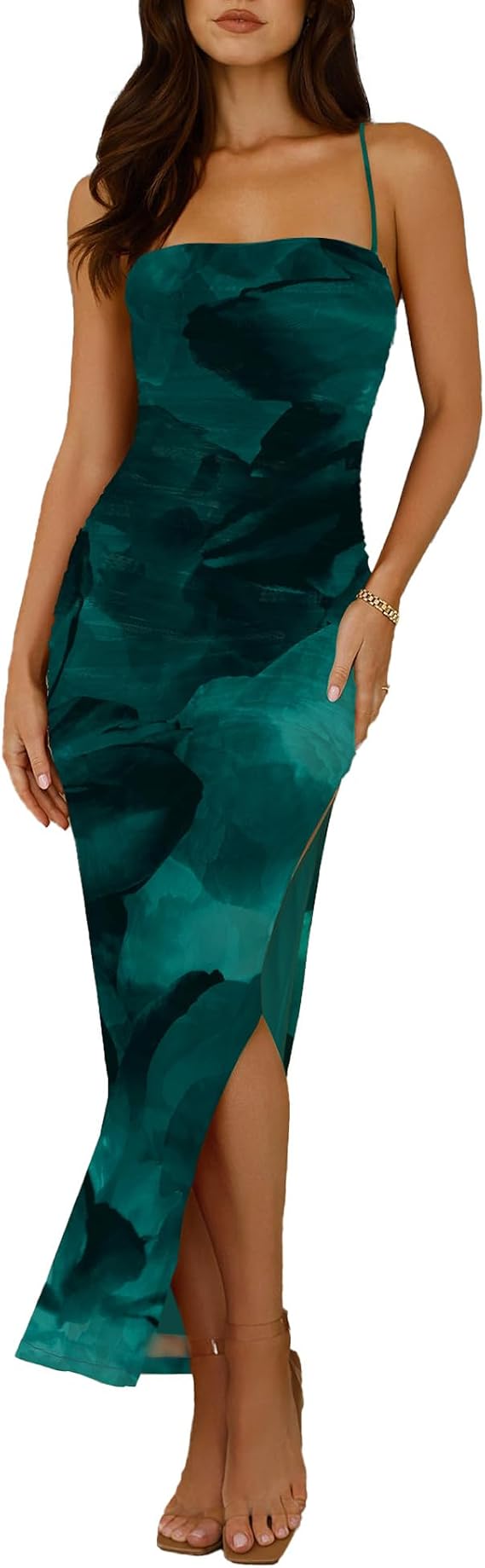Summer Maxi Dresses for Women Spaghetti Strap Bodycon Long Dress