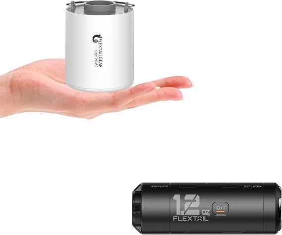 FLEXTAILGEAR Tiny Portable Ultra-Mini Air Pump & FLEXTAILGEAR Zero Pump Air Pump for Inflatables, 1.2 oz Ultra-Mini Electric air Pump Portable Air Mattress Pump, Rechargeable Air Pump for