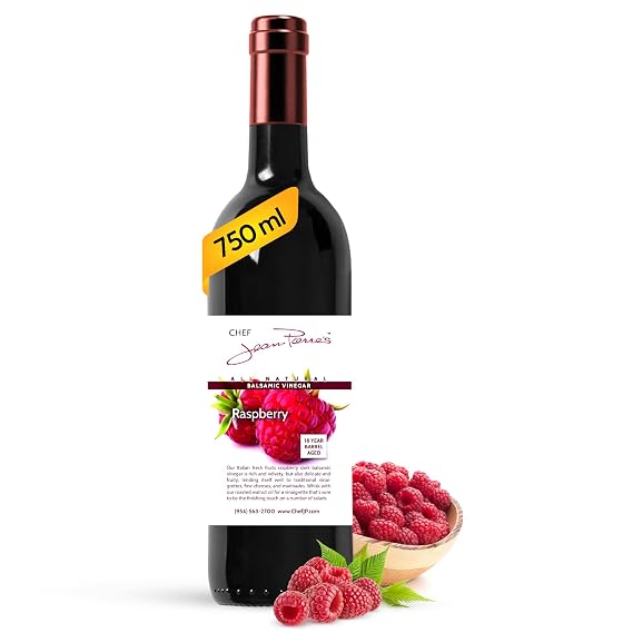Chef Jean Pierre's Italian Balsamic Vinegar - 750ml (25oz) Rich Raspberry Flavor, 18-Years Traditional Barrel Aged - Ideal For Enhancing Your Meals
