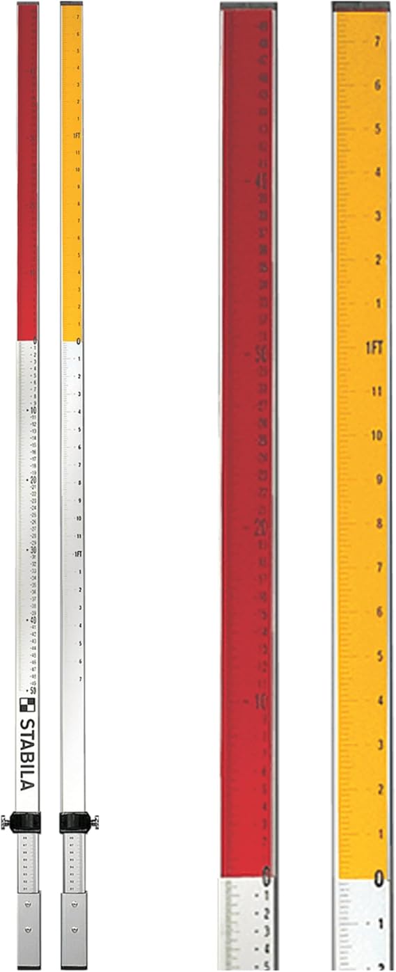 STABILA Hi/Lo Elevation Rod, 52 in to 7 ft, Imperial and Metric Scales, Cat. Number 07469
