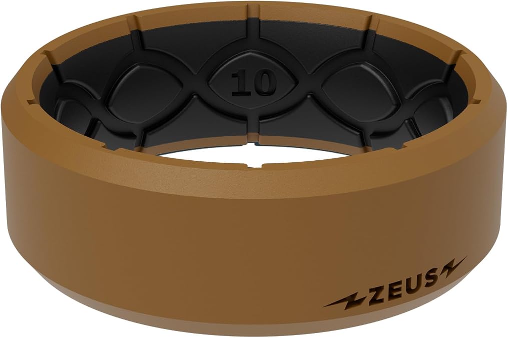 Groove Life Zeus Edge Buck Anti Stretch Ring - Breathable Silicone Wedding Rings for Men, Unique Design, Comfort Fit Ring - Size 8