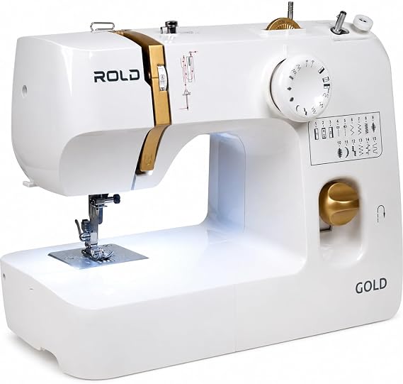 ROLD Gold Compact Electromechanical Sewing Machine for Beginners with 15 Programmes Powerful Motor and LED Lighting
