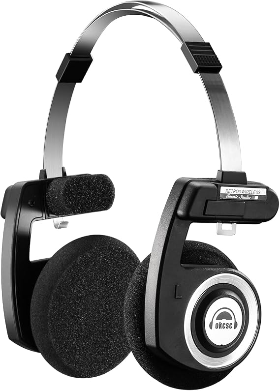 okcsc Classic On-Ear Headphones, Retro Style, BT Wireless Retro Headphones, Ultra Lightweight Retro Headsts/Bullt-in Mic/40mm Class Composite Film/BT 5.3 & Wired Two Connection Modes, BT/Black
