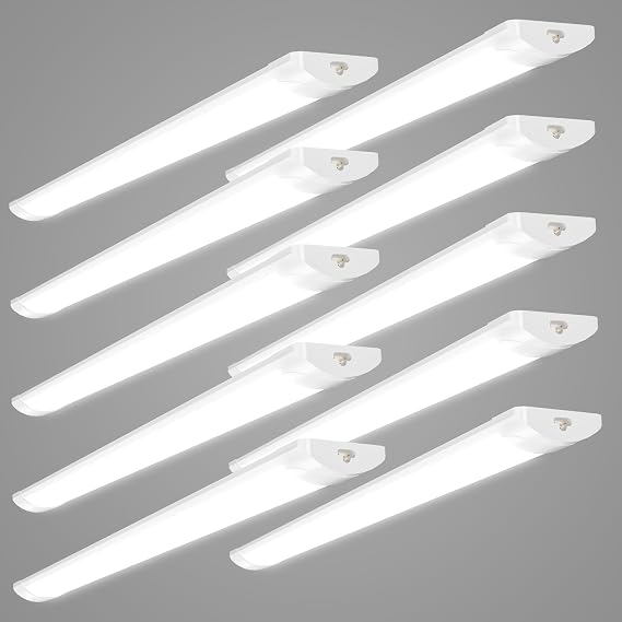 5Pack LED Batten Lights, 6FT 180cm(90+90cm) Linkable Daylight Tube Light - 60W 6000LM Wall Light Shed Loft Light, IP45 Ceiling Light Strip for Garage Lighting,Office Bedroom Kitchen Workshops [Energy Class F]