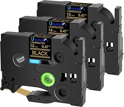 3 Pack TZe-334 12mm 0.47 Laminated Black Tape Compatible with Brother P Touch Label Tape 12 inch TZe TZ-334 TZe334 Gold on Black TZe TZ Label for PT-H100 PT-H110 D200 D210 D400 D600