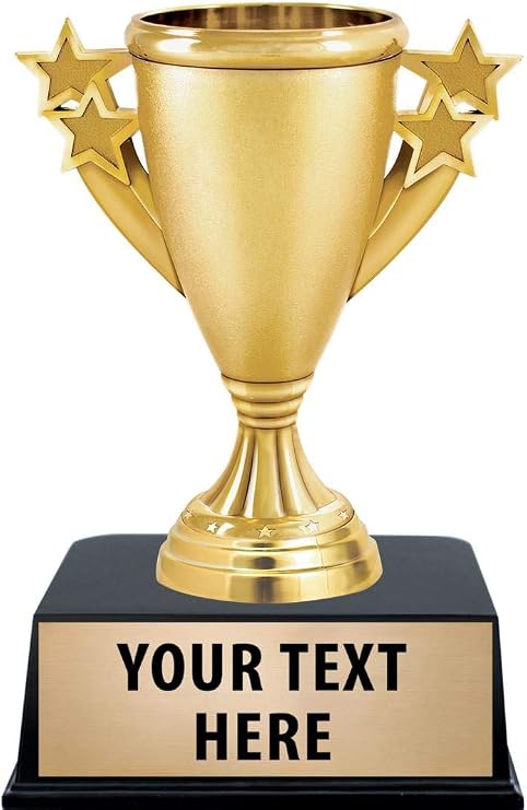 Crown Awards Gold Cup Trophy, 5 1/4" Gold Starburst Recognition Trophy with Custom Engraving