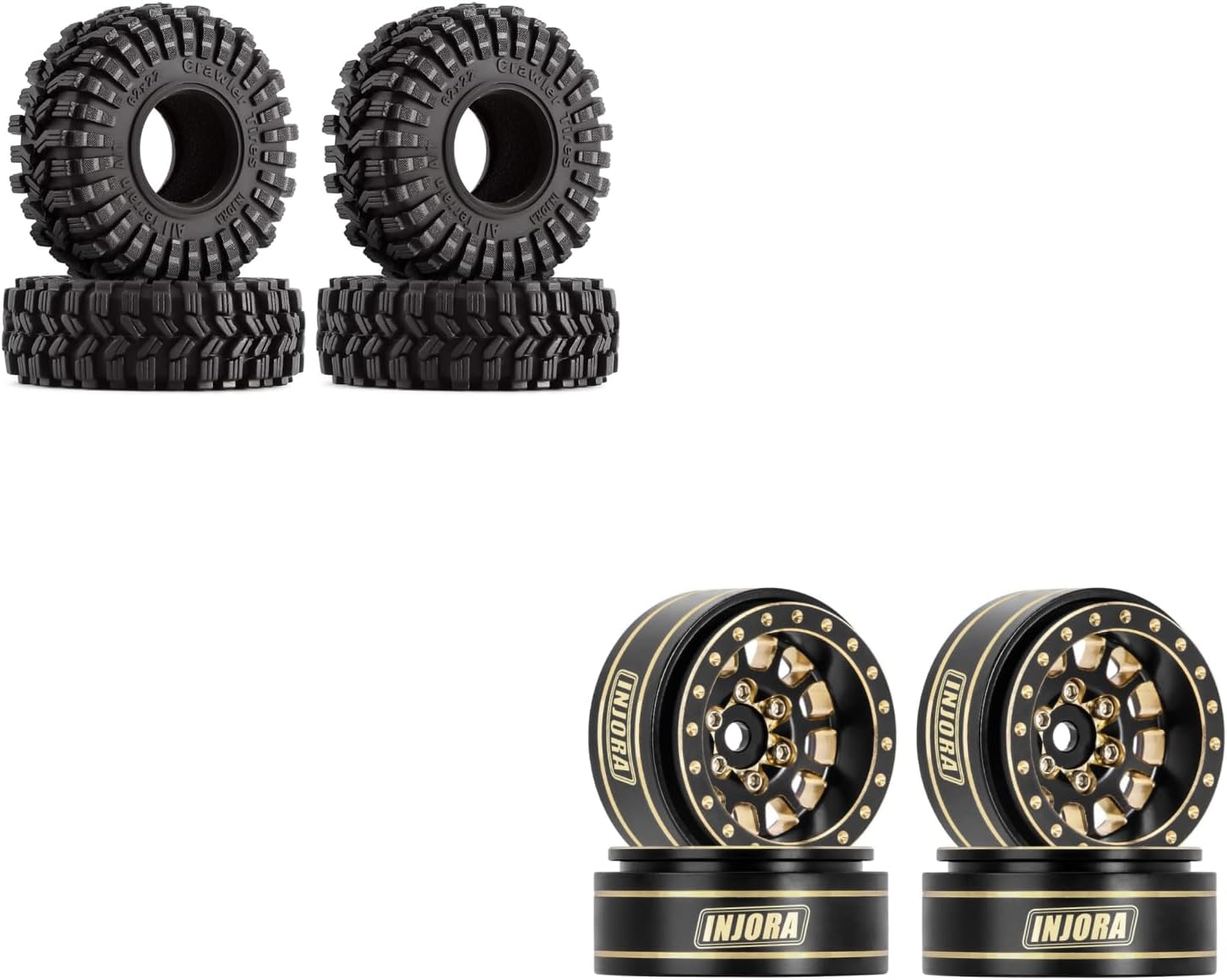 INJORA 1.0 Tires All Terrain Super S5 Soft Sticky Tires and Wheels for 118 TRX4M 124 RC Crawler