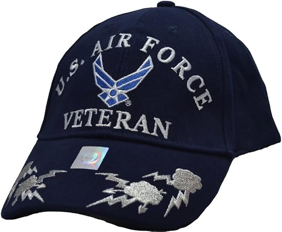 Eagle Emblems Men's Air Force Veteran with Lightning Embroidered Ball Cap