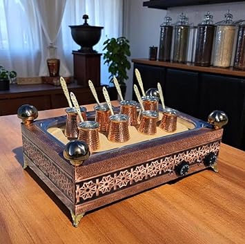 Traditional Handcrafted Copper Sand Coffee Maker Machine With 8-Pots 2000 Watt, 110 Volt Authentic Turkish Coffee Experience rich in foam