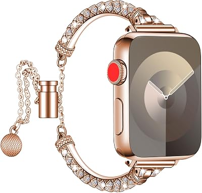 YISIWERA Bling Diamond Rhinestone Sparkle Stainless Steel Replacement Bracelet Fancy Wristband Strap for Apple Watch Band Women Series 9 8 7 6 5 4 3 2 1 SE Ultra 38mm 40mm 41mm 42mm 44mm 45mm 49mm