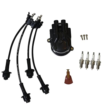 Tune Up Kitfor Toyota Forklift 5FG 6FG 7FG Series w/ 4Y Engine | Distributor Cap + Ignition Rotor + Spark Plugs + Ignition Wire Set