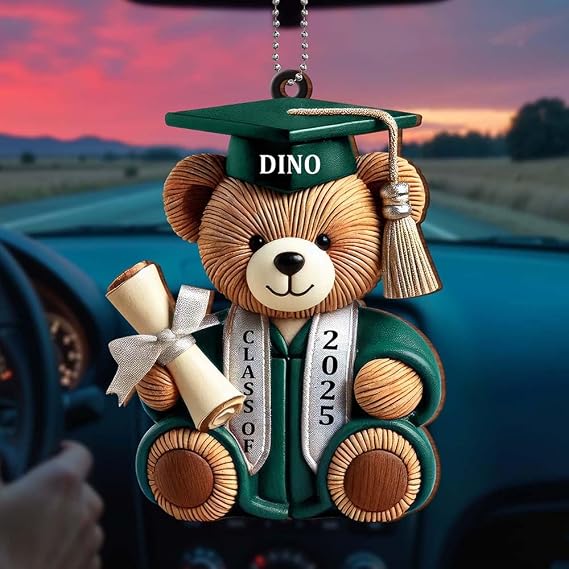 LASFOUR Graduation Wishes Teddy Bear - Personalized Custom 2D Wood Ornament - Gift for Graduates, Graduation Teddy Bear 2026, Customized Graduate Class of 2026 Ornament (B2)