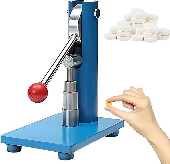 Tablet Press Machine, Small Lever-type Tablet Press, (3-12mm) Manual Steel Powder Tablet Press Machine Pill Stamping Maker Tableting Tool for Laboratory Household 12mm