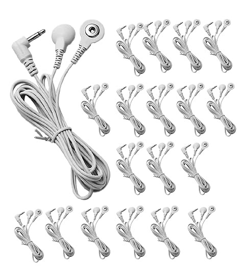 Button Electrode Wire Cable, DC 3.5mm Button Electrode Wire Cable Compatible Wires for Digital TENS Massage Machine,Button Type Electrode 2.5mm Plug Wires Cable 1 to 2(20)