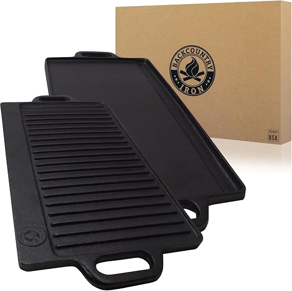 20 x 9 inch Large Reversible Seasoned Cast Iron Grill/Griddle