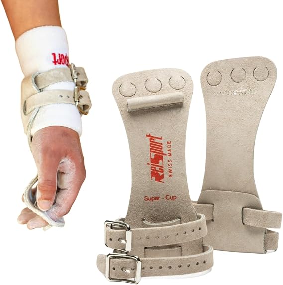 Reisport High Bar Gymnastics Grips for Men - Durable Leather Straps for Secure Grip - Hand Grips for Gymnastics Bars Men & Boys - Gymnastics Equipment & Accessories for Advanced Gymnasts, Made in USA