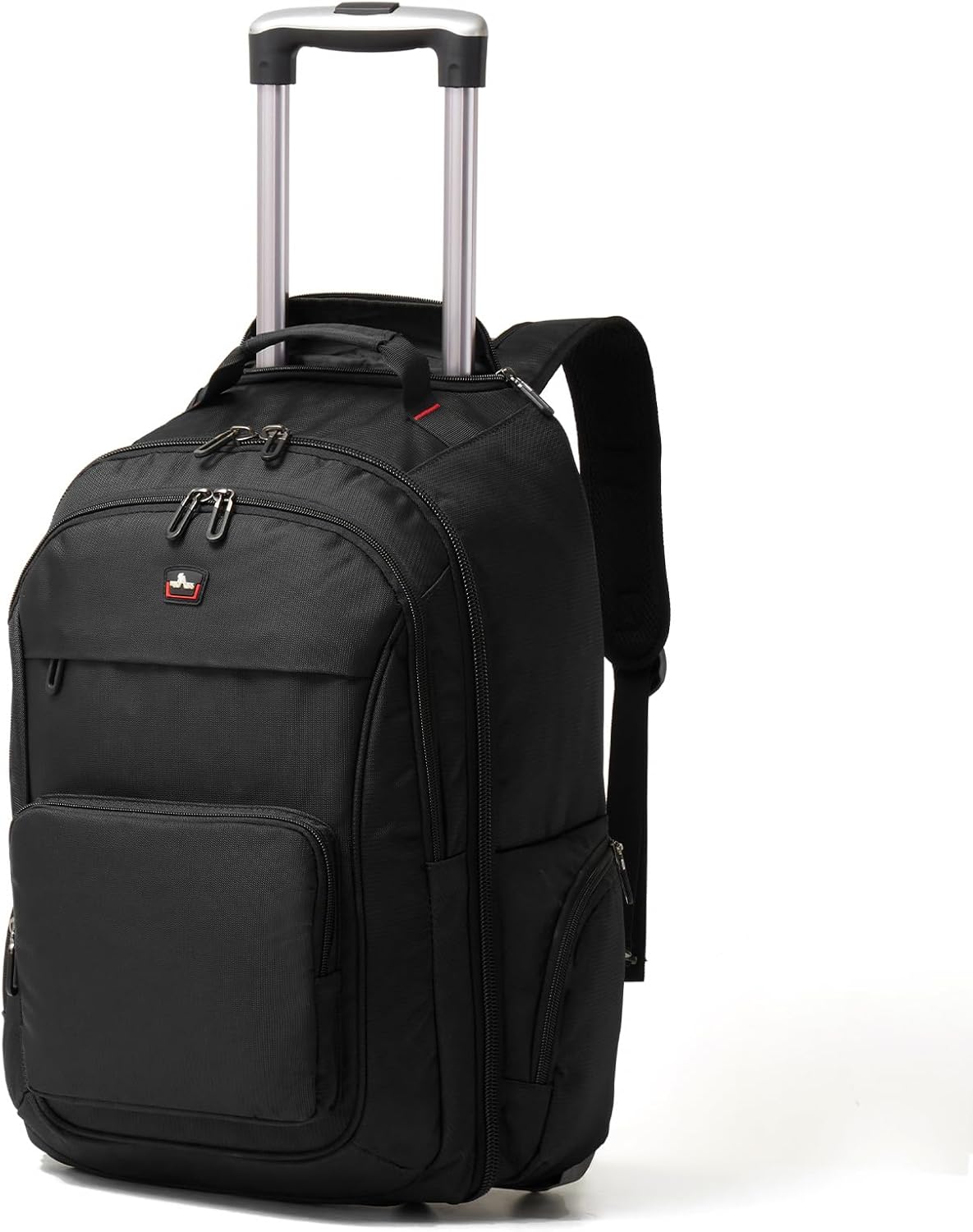 Rolling Backpack 15.6 Inch Laptop Wheeled Backpack Travel Carry On Luggage Business Bag Trolley for Men Women Adult, Black, Business, Black