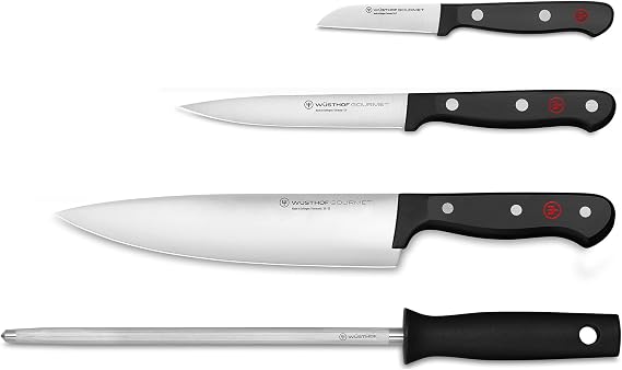 Wusthof Gourmet 4-Piece Chef's Knife Set, Black