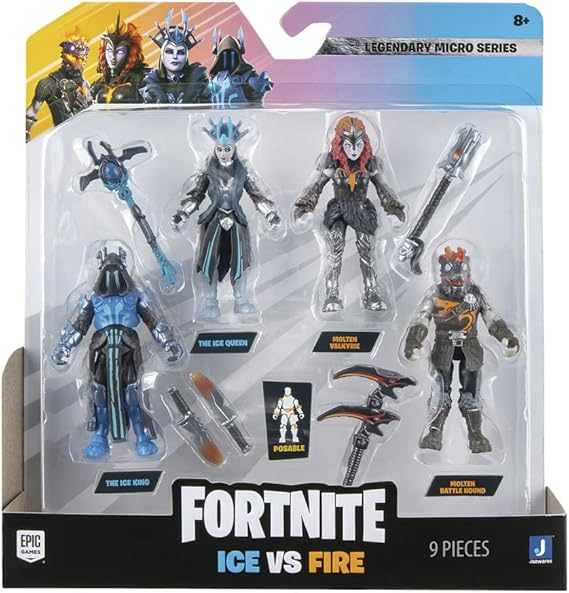 Fortnite FNT1120 Micro Squad 2.5" Interlocking Figure, 4 Piece with Harvest Tool, Multi