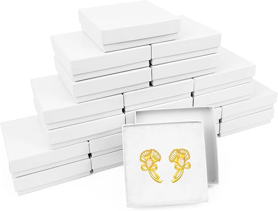 Jewelry Gift Boxes, 20 Pack 3.5x3.5x1 Inch,Small Gift Boxes with Lids for Necklace Ring Bracelet Earring Display Box, Jewelry Box Bulk White